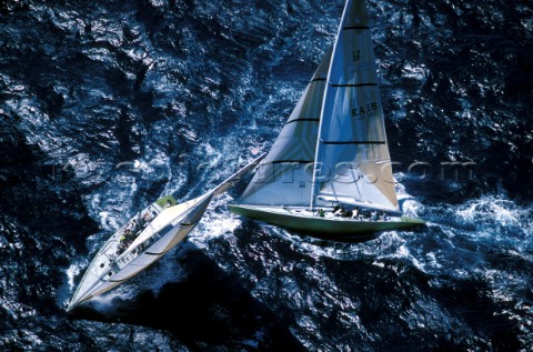 Americas Cup yacht Kookabura in rough seas 