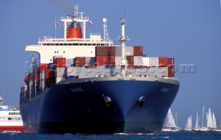 Container ship loaded with cargo