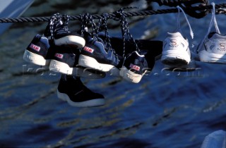 Sailing shoes hung out to dry