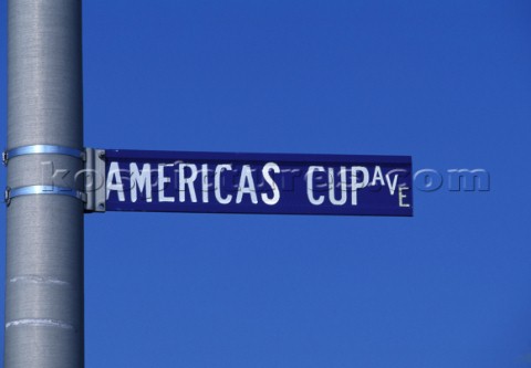 Street sign for Americas Cup Avenue Newport Rhode Island USA