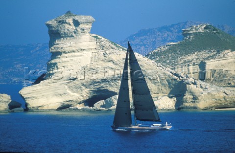 Wally cruising yacht Carrera sailing in the Mediterranean waters off Sardinia Italy