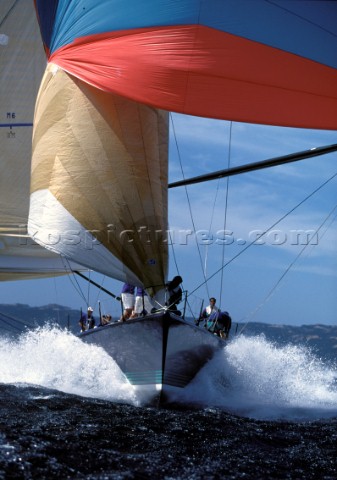 The maxi yacht Morning Glory under spinnaker