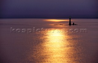 Eddystone lighthouse at sunset