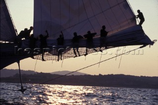 Adela - Sail & crew on boom Maxi Yacht Rolex Cup 1999