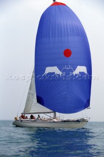 Swan 51 Formosa sailing under spinnaker in light breeze