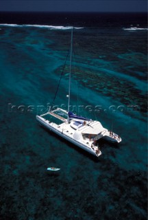 Catamaran in secluded anchorage