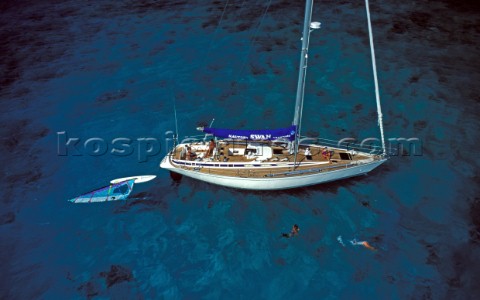 Swan yacht at anchor off Sandy Island Anguila St Marten