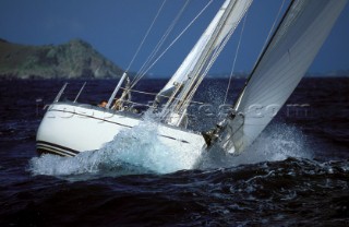 Swan yacht cruising in choppy sea