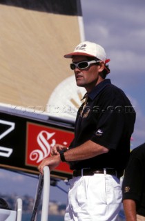 Russell Coutts at the helm of Americas Cup yacht Team New Zealand