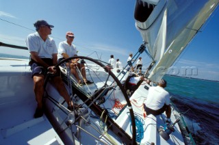 On board with the crew of Yoeman at the Commodores Cup 2000