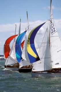 Line of X Boats under spinnaker at Cowes Week 2001