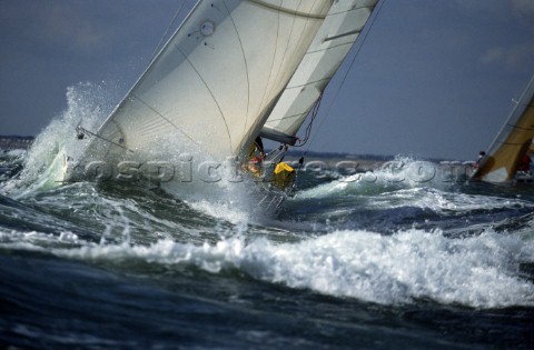 Yachts at start of the Fastnet Race 1993 in rough seas