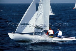 Two crew racing a Flying Dutchman up wind