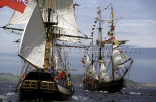 Tall ships dressed in colours