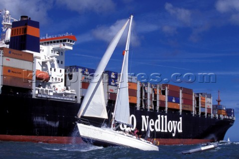 Container Ship  Yacht Solent  Southampton  