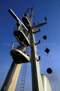 Radar mast detail on a commercial ship
