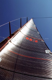 Carbon mainsail and mast of a maxi racing yacht
