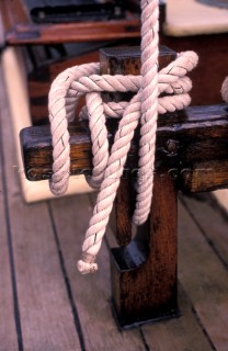 Rope made fast around a bollard