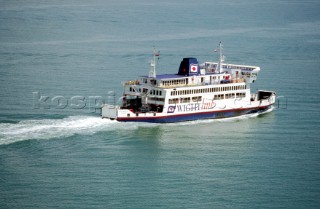 Isle of Wight ferry underway in the Solent, UK