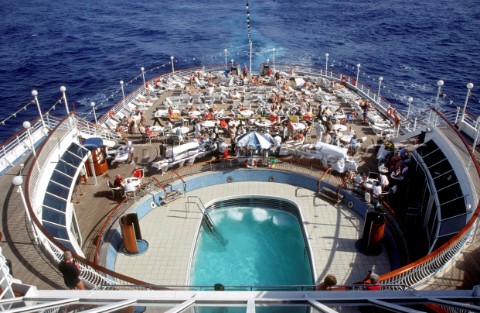 Cruise Ship Caronia  passengers on aft deck