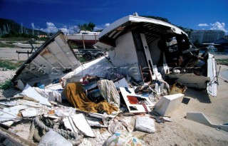 The remains of a building after a hurricane in St Maarten 1996