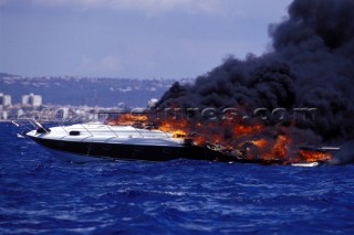 Big fire onboard a Sunseeker Tomahawk, Mediterranean