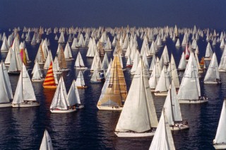 The fleet becalmed at the start of Barcolana 2006 - the worlds largest yacht race