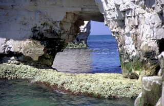 Whole in the rock at Old Harry on the Dorset coast, UK