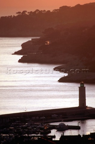 Mediterranean port at sunset