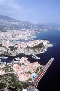 Aerial view of Monaco on the Mediterranean coast
