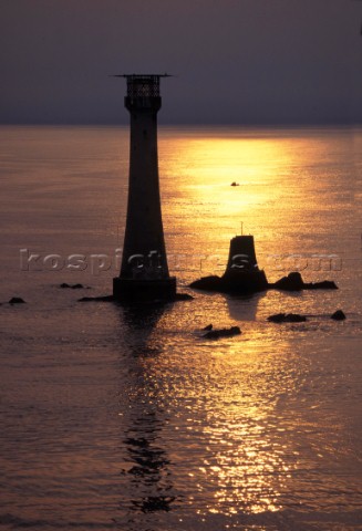 Eddystone lighthouse at sunset Plymouth Devon UK