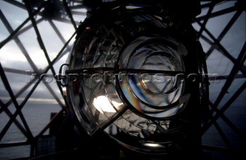 Detail of the light in Eddystone lighthouse near Plymouth Devon UK