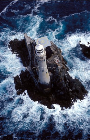 Aerial view of the Fastnet rock and lighthouse Irish Sea