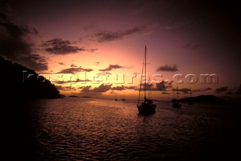 Sunset at anchorage in the Caribbean