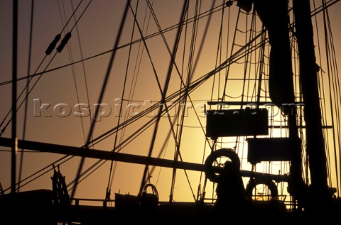 On Board HMS Rose Silhouette in Sunset 
