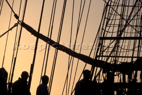 On Board HMS Rose Silhouette in Sunset 