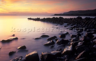 Kimmeridge Bay at sunset, Dorset, UK