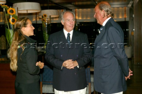 Maxi Yacht Rolex Cup 2003 Porto Cervo Sardinia His Highness the Aga Khan meets Patrick Heiniger of R