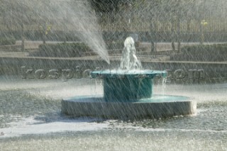 A fountain in the pool in Battersea Park, London