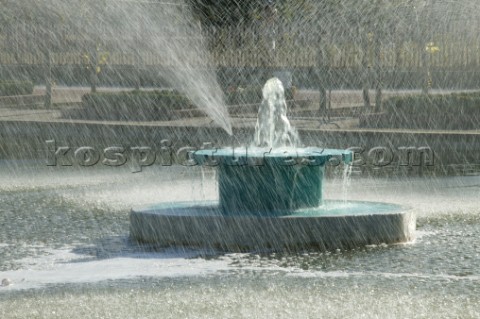 A fountain in the pool in Battersea Park London