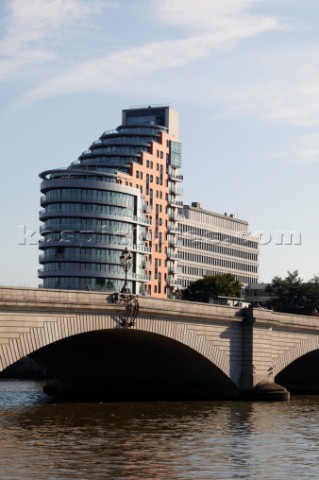 River Thames London  Building works on the River Thames  luxury apartments