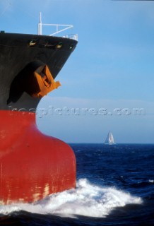 Bow shot of commercial container ship Cargo Ship Bow Wave  Cargo Ship Bow Wave