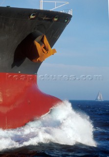 Bow shot of commercial container ship Cargo Ship Bow Wave  Cargo Ship Bow Wave