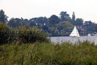 Yacht sailing on the Norfolk Broads