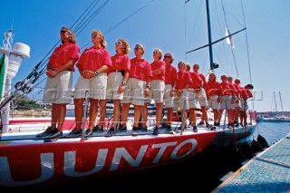 Porto Cervo 30-07-2001. Nautor Challenge Boats Christening: The female crew.