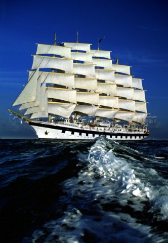 The Royal Clipper sailing cruise ship only takes 220 guests max and has over 57000 square foot of sa