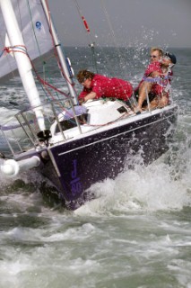 Skipper and crew onboard a J80