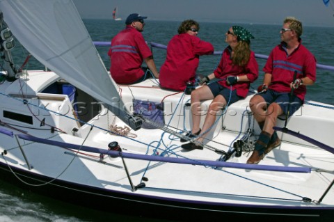 J80 Just Savage owned by Liz Savage racing in the Solent