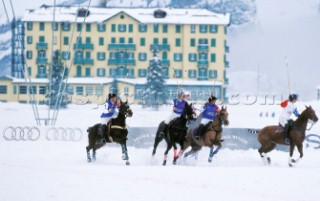 Cortina DAmpezzo 22 February 2004. Sony Vs Loro Piana . Ice Polo on snow with horses in Cortina, Italy