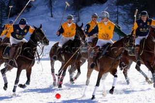 22 February 2004. English Yello Pages vs. Loro Piana. Ice Polo on snow with horses in Cortina, Italy